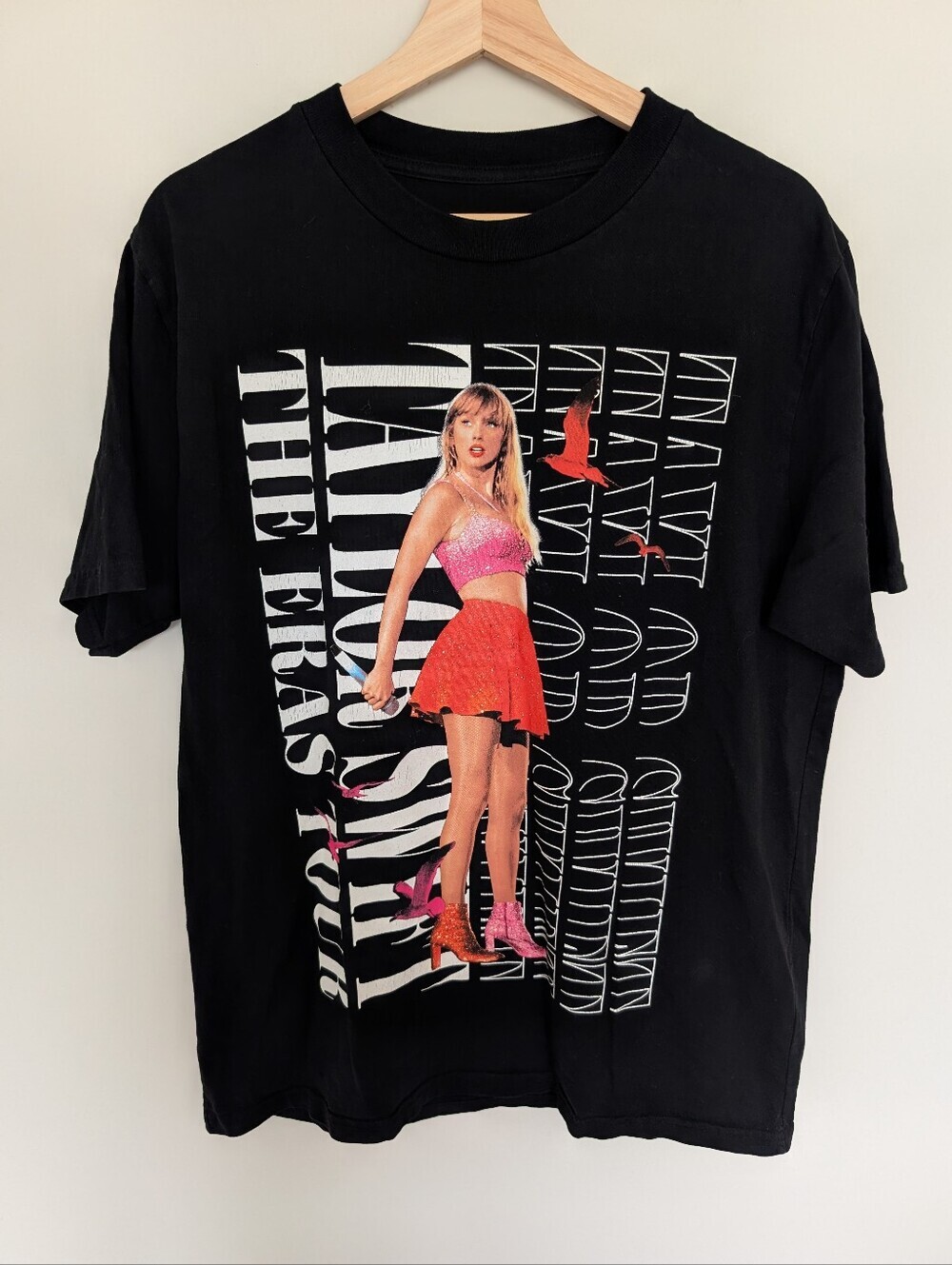Taylor Swift Eras Tour 2023-24 Black Graphic Tee Medium Double Sided Tour Merch